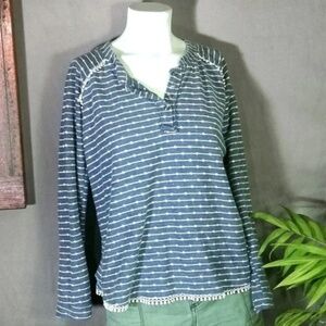 3/$25 Pom Pom Hem Soft Woven Long Sleeve Top